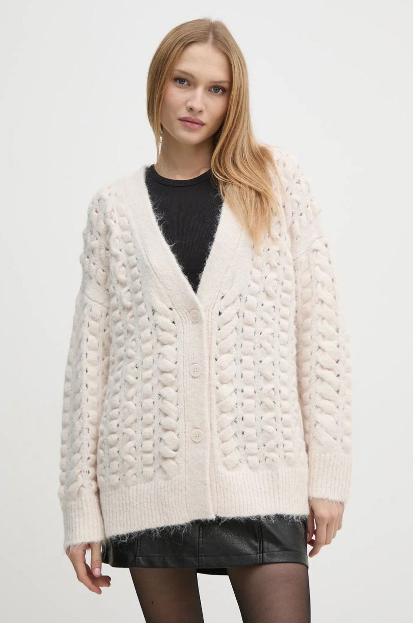 Sisley cardigan din amestec de lana culoarea bej, 145YM6027