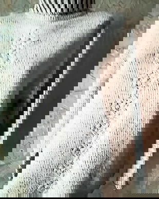 pulover crem tricotat