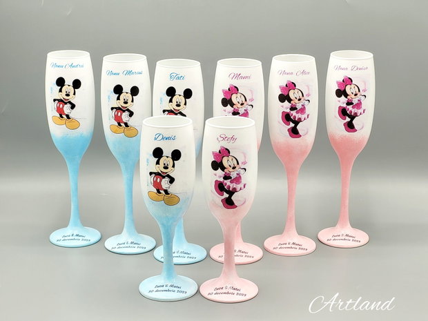 Pahare personalizate pentru botez Minnie & Mickey Mouse