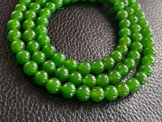 Margele jad verde sfere 6 mm - sirag 18 cm