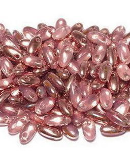 Margele Rizo, 2.5x6 mm, Opaque Rose Capri Gold - 71010-27101