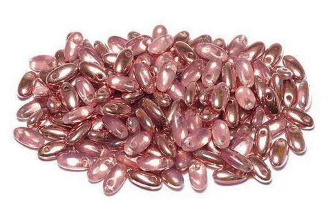 Margele Rizo, 2.5x6 mm, Opaque Rose Capri Gold - 71010-27101