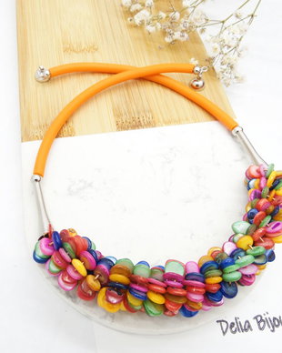 Colier handmade unicat - sidef multicolor (cod1136)