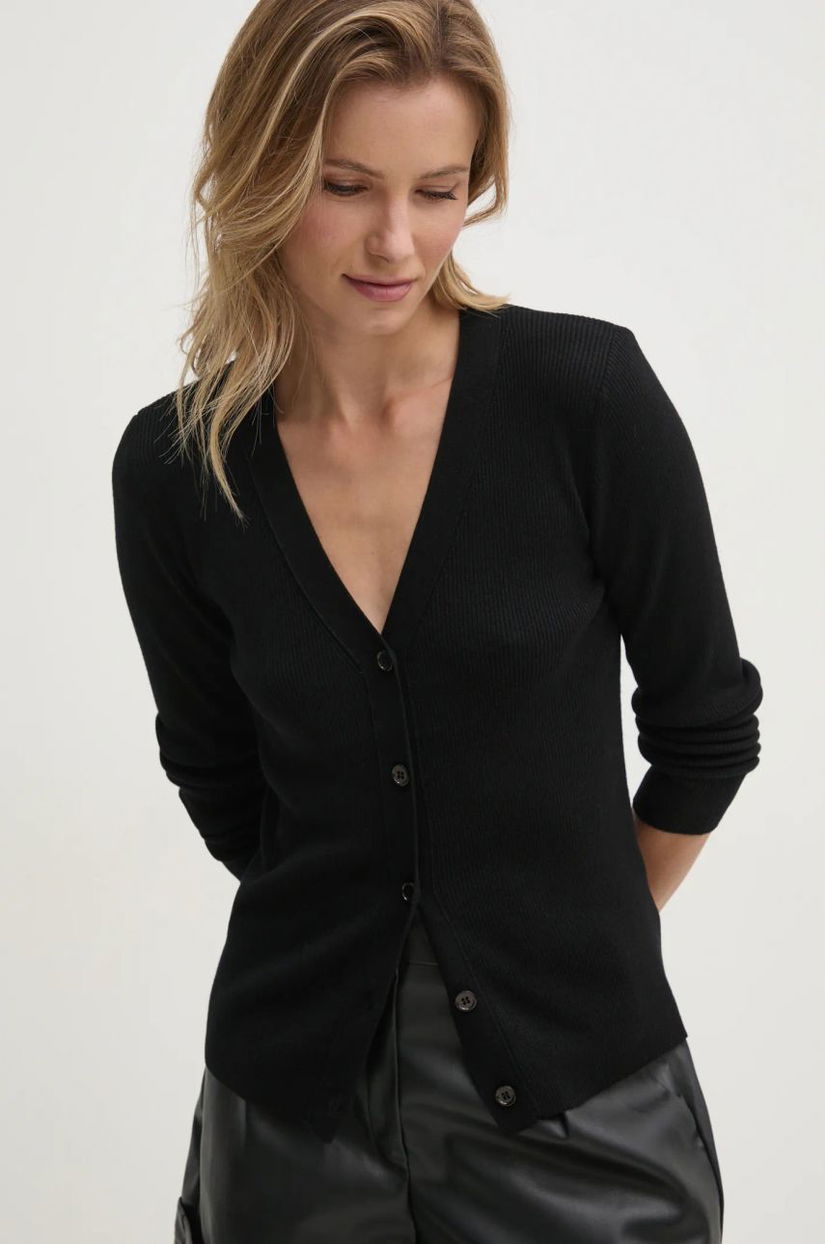 Answear Lab cardigan de lana culoarea negru