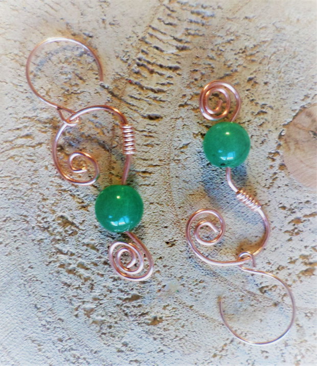 Cercei handmade din sarma si aventurin