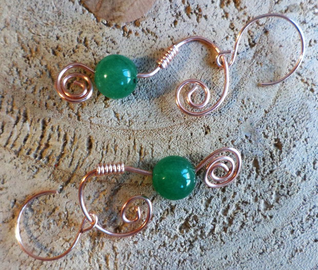 Cercei handmade din sarma si aventurin