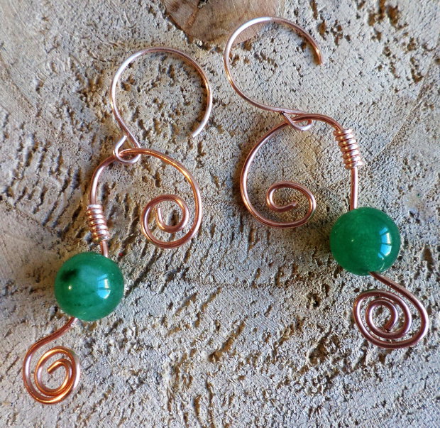 Cercei handmade din sarma si aventurin