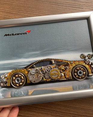 Masina model McLaren Cod M 665・Tablou decorativ din piese de ceas・Cadouri cu tematică auto