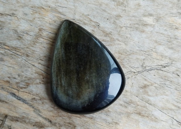 Cabochon obsidian auriu, masiv 46x36 mm