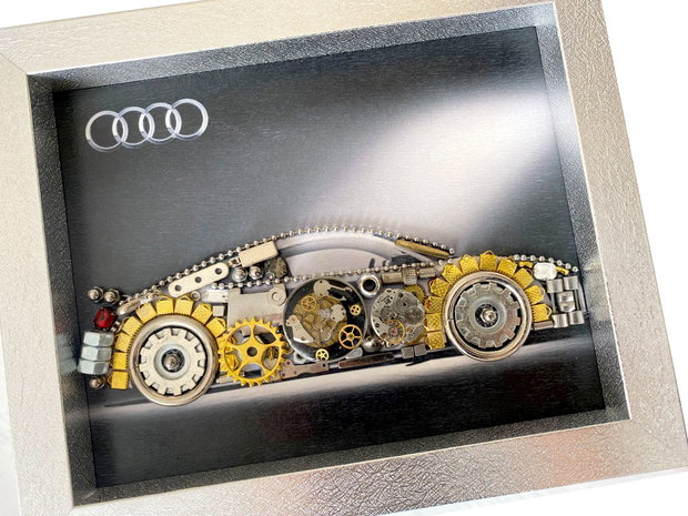 Masina model Audi Cod M 667・Cadouri masini・Cadou personalizat・Tablou steampunk mecanism ceas・Adela Tarziu