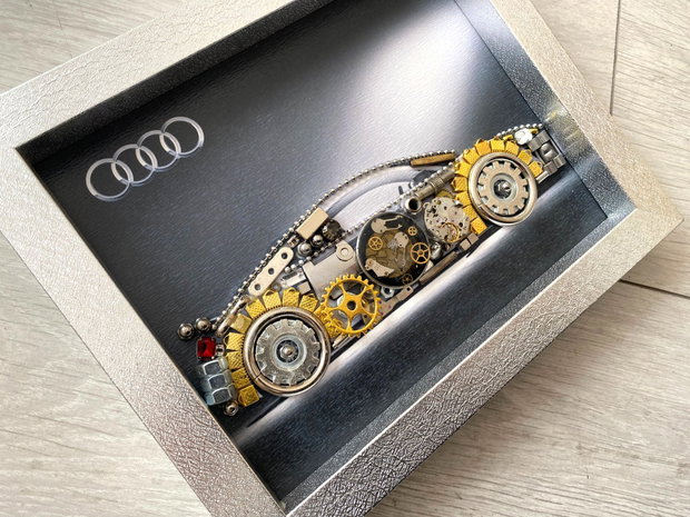 Masina model Audi Cod M 667・Cadouri masini・Cadou personalizat・Tablou steampunk mecanism ceas・Adela Tarziu