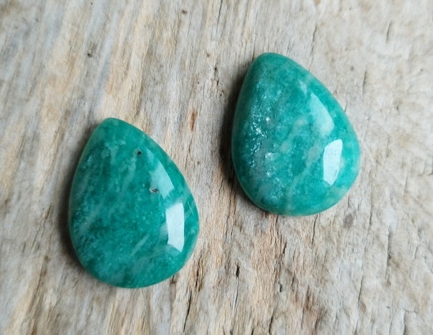 Cabochon amazonit rusesc, 25x18 mm (2 buc)