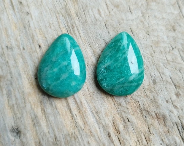 Cabochon amazonit rusesc, 25x18 mm (2 buc)
