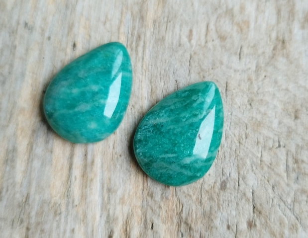 Cabochon amazonit rusesc, 25x18 mm (2 buc)