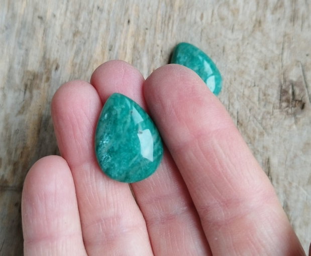 Cabochon amazonit rusesc, 25x18 mm (2 buc)