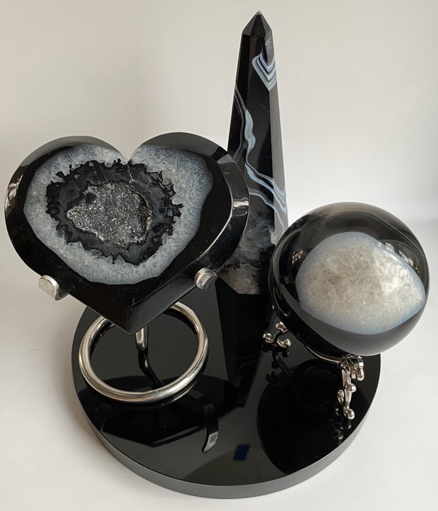 Agat Negru - Set decorativ din piatra semipretioasa