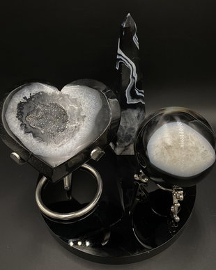 Agat Negru - Set decorativ din piatra semipretioasa