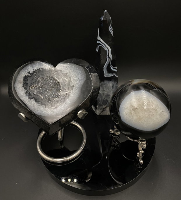 Agat Negru - Set decorativ din piatra semipretioasa