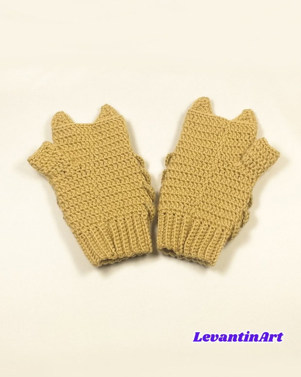 Manusi fara degete pentru adulti, crosetate. Manusi practice. Manusi inedite handmade. Manusi dama bej.