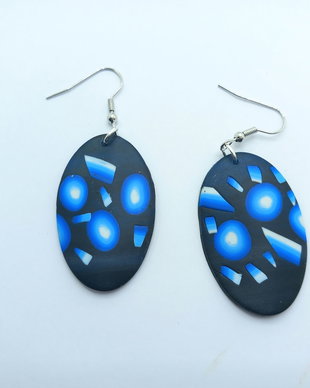 Blue, cercei din lut polimeric