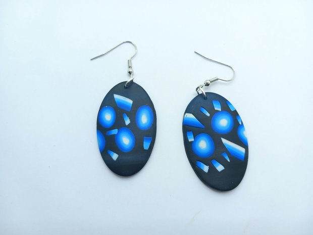 Blue, cercei din lut polimeric