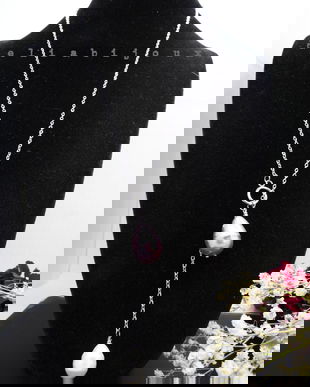 Colier lant otel inoxidabil si pandantiv perle de Mallorca (cod1140)