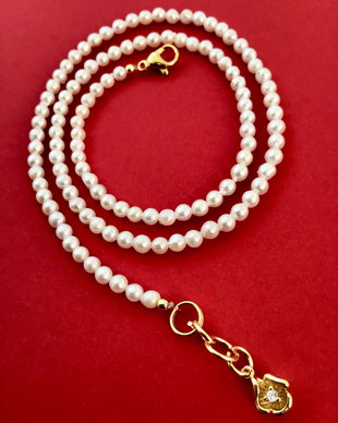Colier CHOKER perle de seashell albe