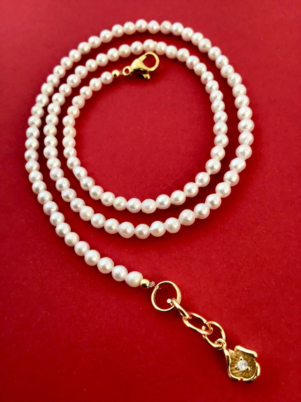 Colier CHOKER perle de seashell albe