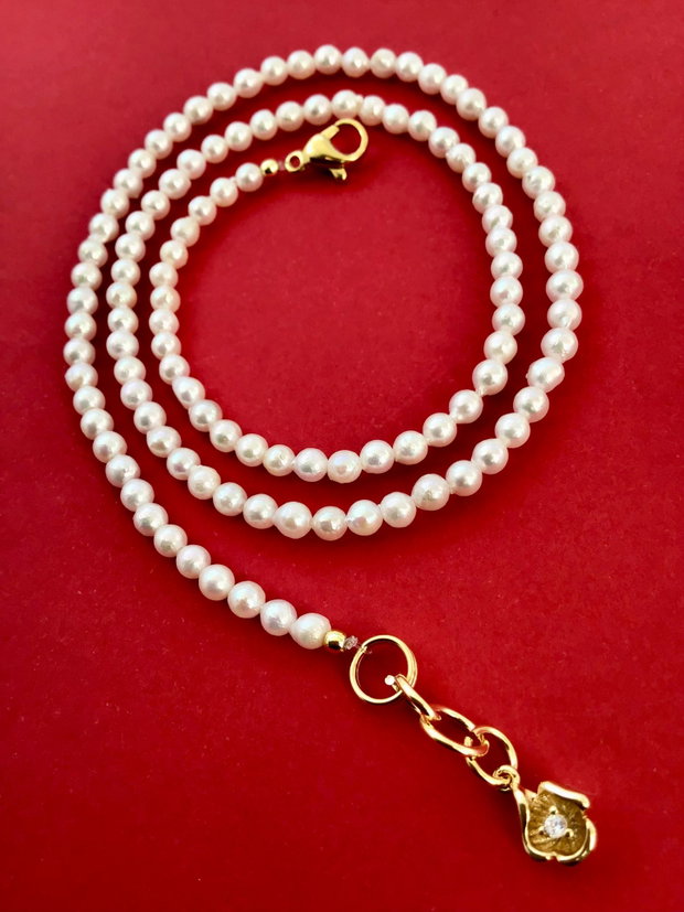 Colier CHOKER perle de seashell albe