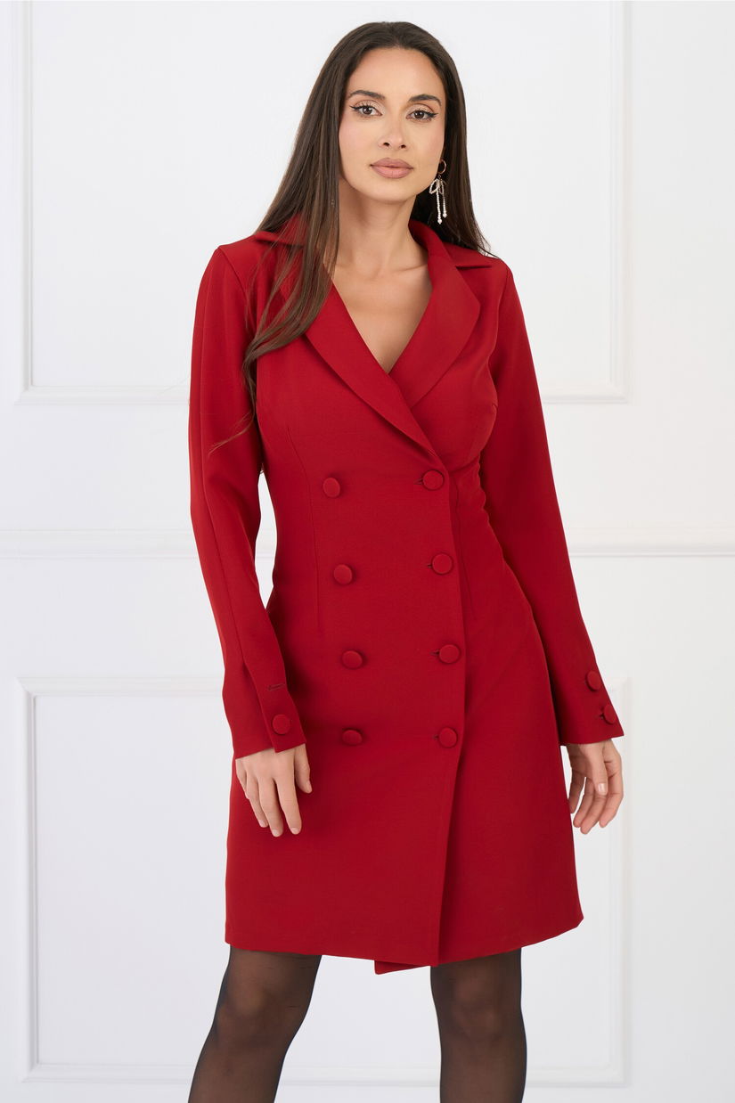 Rochie Moze office din stofa tip sacou burgundy