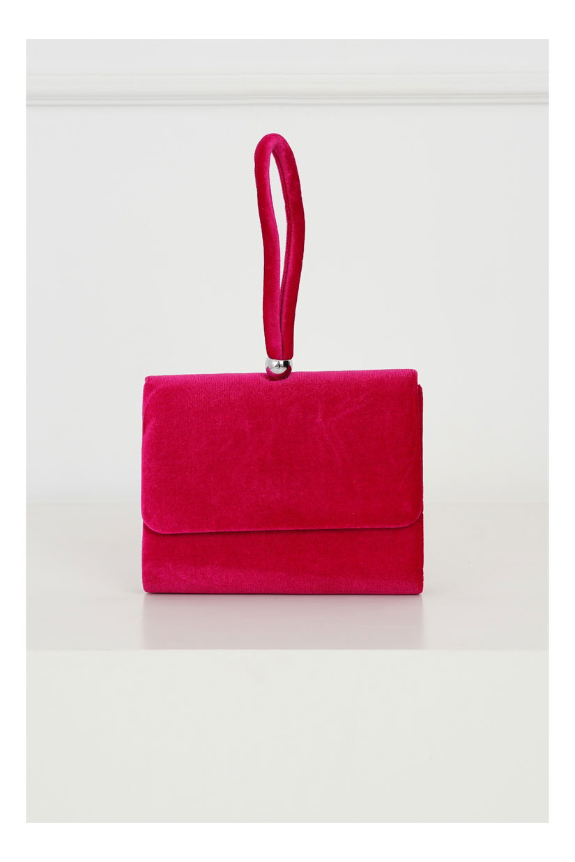 Clutch elegant din catifea fucsia