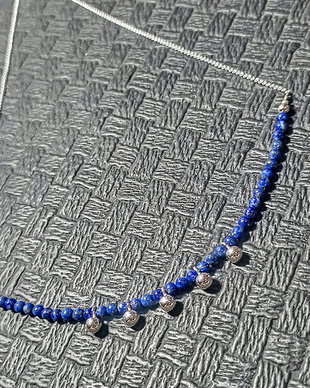 Colier argint lapis lazuli lant argint minimalist boho chic trendy - Transport gratuit