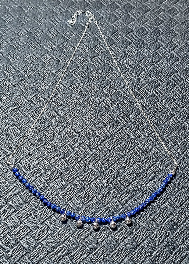 Colier argint lapis lazuli lant argint minimalist boho chic trendy - Transport gratuit