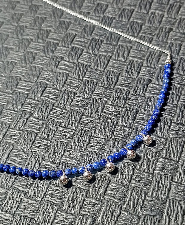 Colier argint lapis lazuli lant argint minimalist boho chic trendy - Transport gratuit