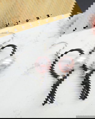 Cercei Handmade Tub Negru Siliconat - Perlă - Design Modern și Minimalist (cod 1142)