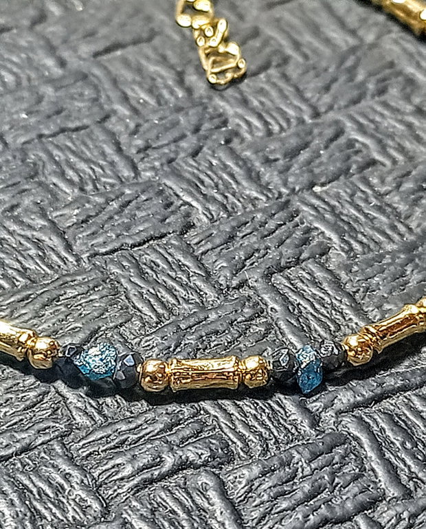 Bratara vermeil diamant albastru brutspinel grafitat argint placat cu aur minimalista boho chic trendy - Transport gratuit