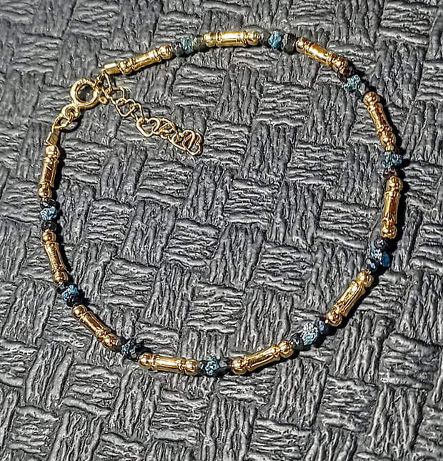 Bratara vermeil diamant albastru brutspinel grafitat argint placat cu aur minimalista boho chic trendy - Transport gratuit