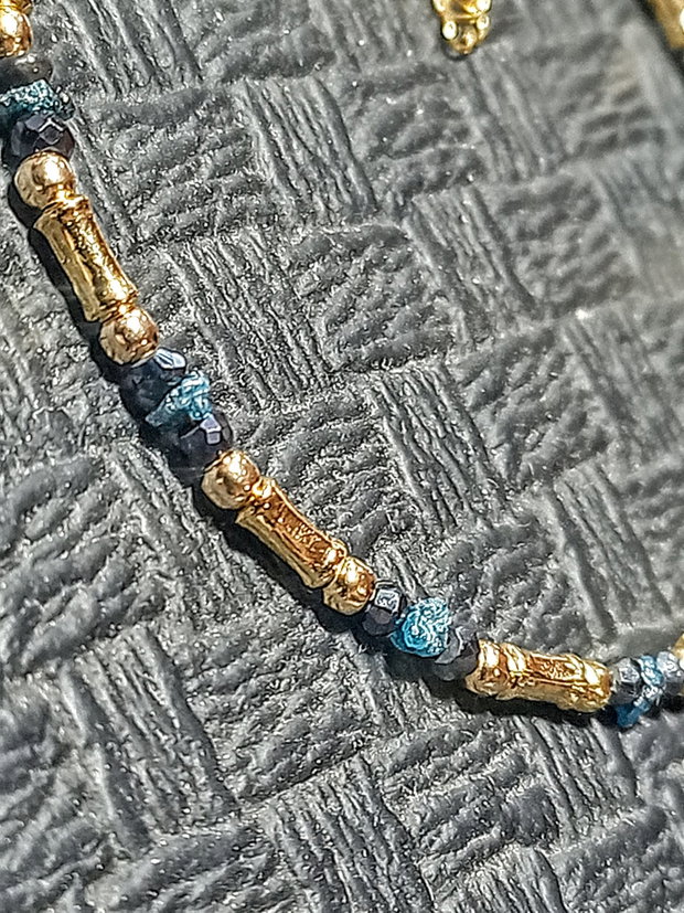 Bratara vermeil diamant albastru brutspinel grafitat argint placat cu aur minimalista boho chic trendy - Transport gratuit