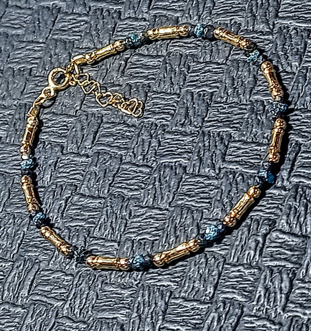 Bratara vermeil diamant albastru brutspinel grafitat argint placat cu aur minimalista boho chic trendy - Transport gratuit