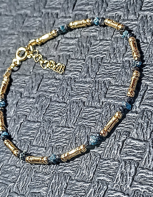 Bratara vermeil diamant albastru brutspinel grafitat argint placat cu aur minimalista boho chic trendy - Transport gratuit