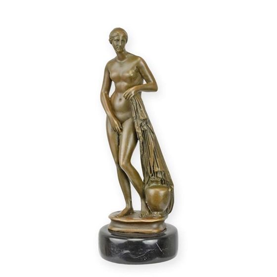 Femeie nud-statueta din bronz cu un soclu din marmura