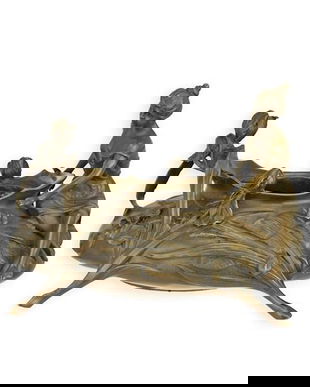 Jardiniera Art Nouveau din bronz decorata cu femei