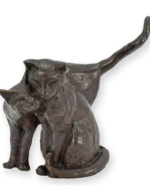 Doua pisici imbratisate-statueta din bronz masiv