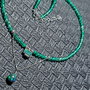 Colier argint opal de foc etiopian negru sillimanit onix verde charm brioleta lant argint minimalist boho chic trendy - Transport gratuit