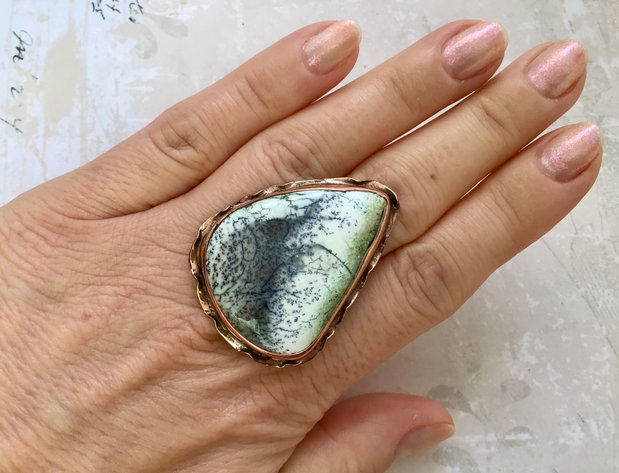 Inel cupru & Opal dendritic
