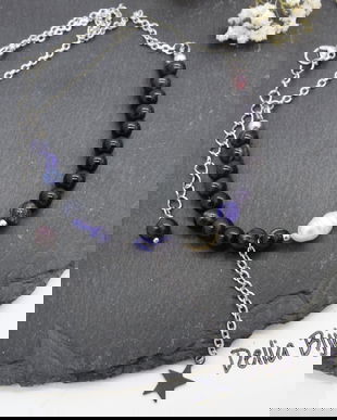 Colier lant otel inoxidabil, agate si perla de cultura naturala (cod1145)