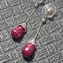 Cercei argint rubin radacina tija lant argint minimalisti boho chic florali trendy - Transport gratuit