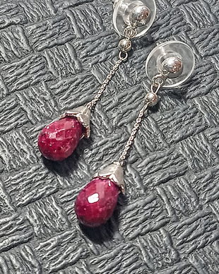 Cercei argint rubin radacina tija lant argint minimalisti boho chic florali trendy - Transport gratuit