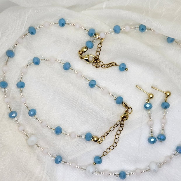 Set diafan alb - bleu