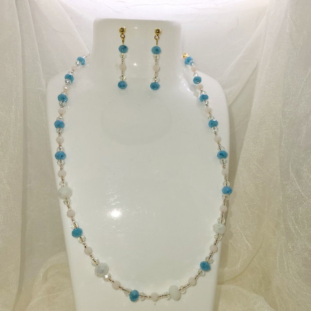 Set diafan alb - bleu